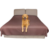 SILLY LEGACY thin reversible waterproof cover on queen bed protects from spills and pet messes.