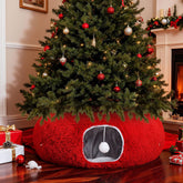 SilTriangle cat tunnel Christmas tree skirt red 36-inch circle for cozy play.