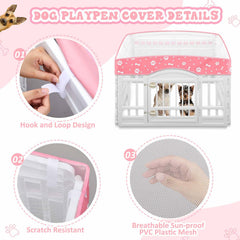 SilTriangle dog pen cover buckle ring attachment on top edge of the pen.
