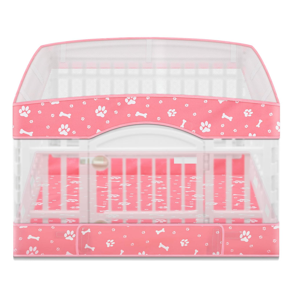 SilTriangle pink playpen cover on a 36-inch four-panel pen offering sun protection.