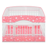 SilTriangle pink playpen cover on a 36-inch four-panel pen offering sun protection.