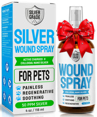 SILVER GRADE Wound Spray bottle for pets, easy spray for hot spots relief.