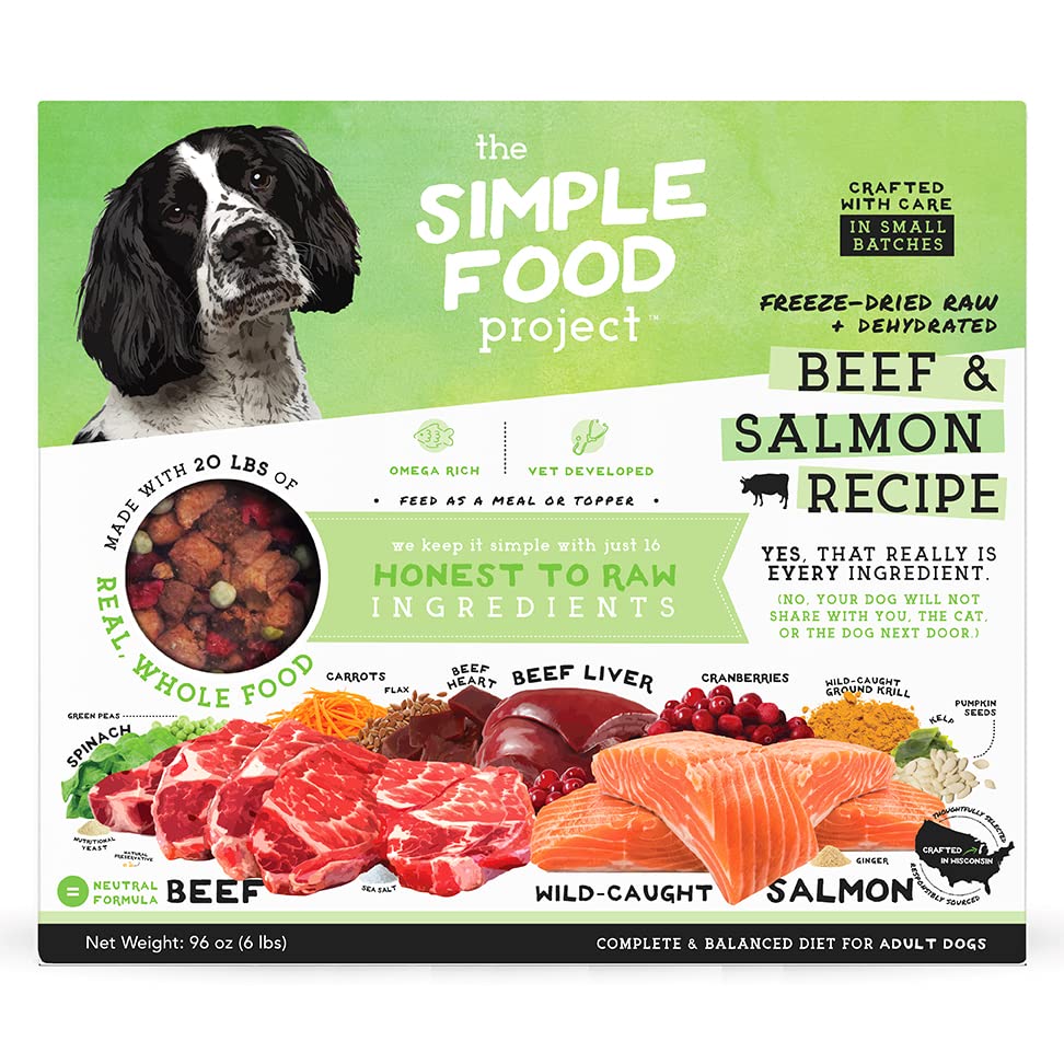 Simple Food Project beef-salmon-freeze-dried-pieces: protein-rich, convenient meals for dogs.