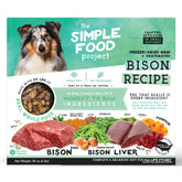 Simple Food Project bison recipe bag front shows convenient, affordable freeze-dried dog food