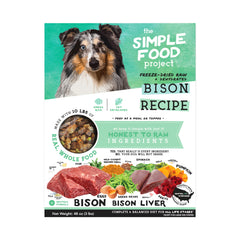 Simple Food Project Bison Recipe bag open with dog bowl for easy, balanced dinner.