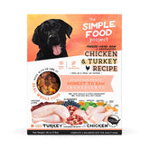 Simple Food Project chicken-turkey freeze-dried dog food in 48oz bag for convenient meals.
