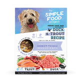 Simple Food Project duck and trout recipe bag front shows convenient, budget-friendly freeze-dried meals.