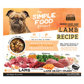Simple Food Project Lamb recipe freeze-dried dog food bag highlights protein-rich meal option.
