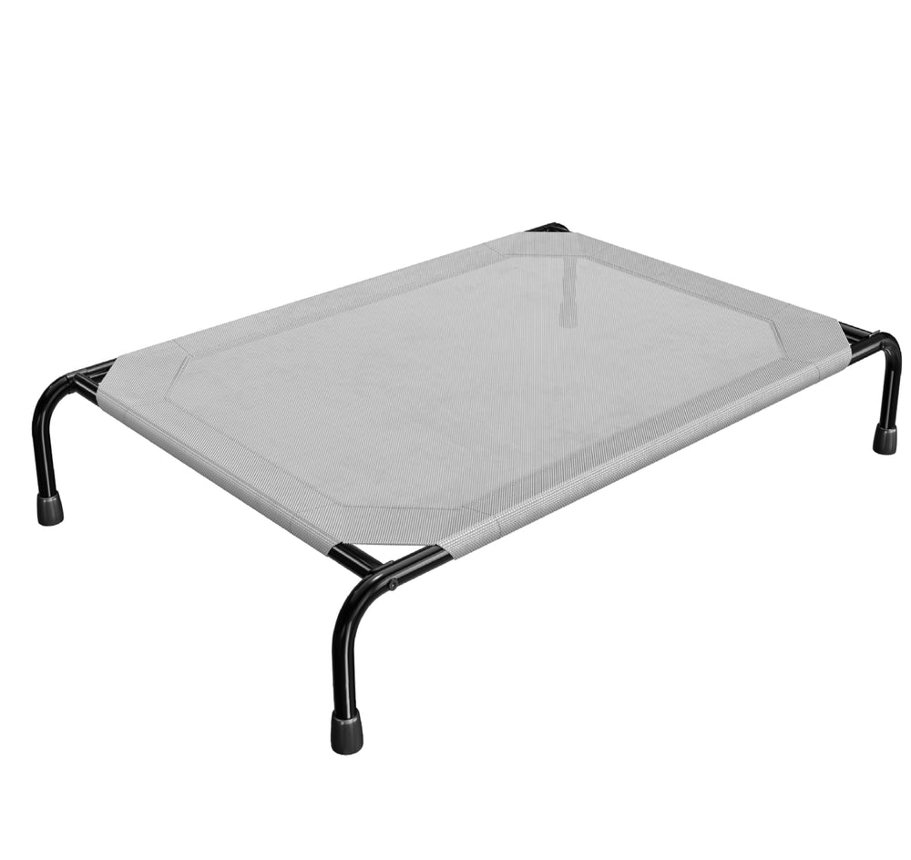 Simple Trending raised dog bed for large dogs outdoors on patio highlighting heavy-duty support and cooling.