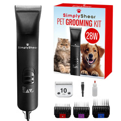 SIMPLYSHEAR SS200 premium dog clippers kit setup for at-home grooming sessions.