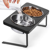 Siooko Elevated Cat Bowls with 15° tilt front view for ergonomic feeding