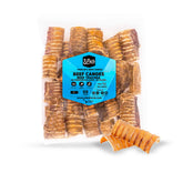 Sitka Farms beef trachea canoes 3in front-view bag—natural chew for daily rewards