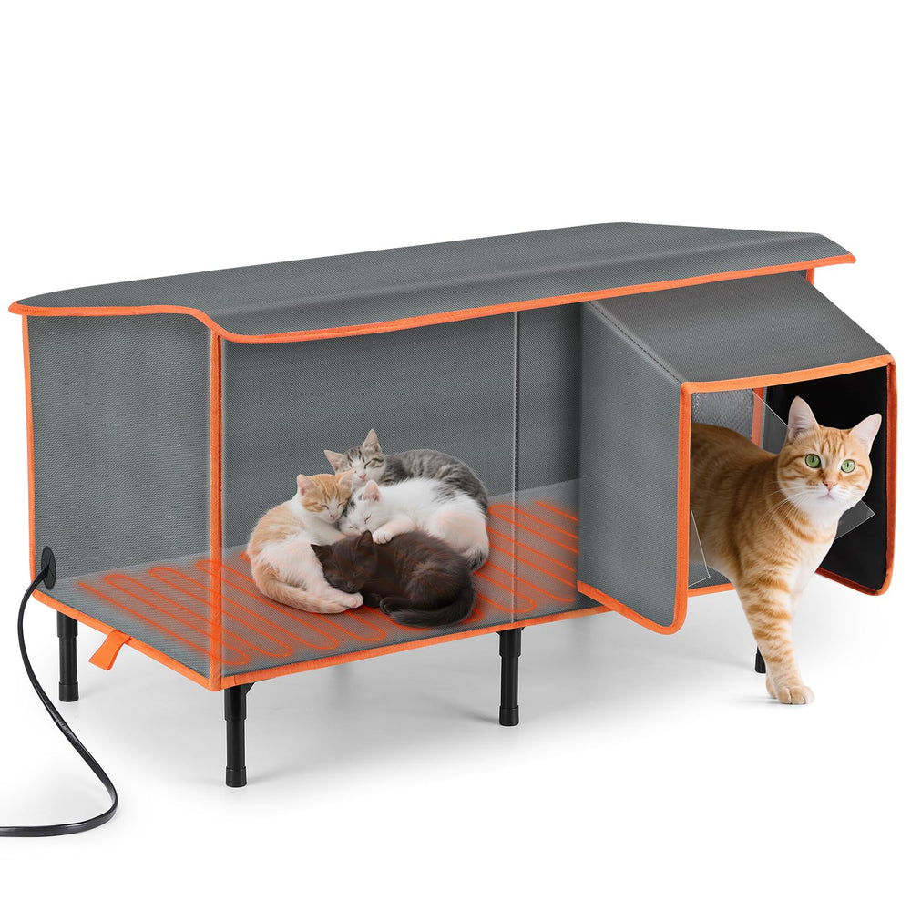 SIWA MARY heated cat house outdoors with warm shelter for cold days.