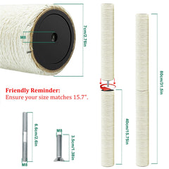 SIYIPURR natural sisal cat-tree post 40cm provides scratch-resistant, long-lasting cat gear.