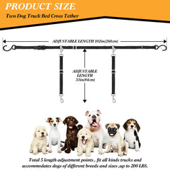 Skipwall two-dog tether quick setup shown for hassle-free pet transport in a vehicle.