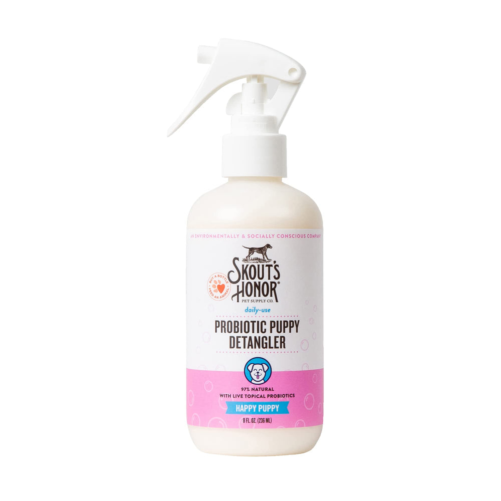 Skout's Honor probiotic detangler spray bottle — smoother, brushable coat