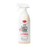 Skout's Honor Stop Marking bottle close-up with natural deterrent oils for indoor use.