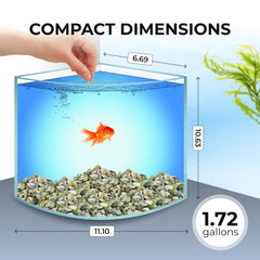 Skywin Corner Fish Tank side view shows compact footprint ideal for desks and cabinets.