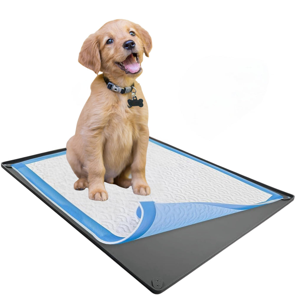 Skywin TidyFriend Puppy Pad Holder Tray rolled for travel, enabling on-the-go potty routines.