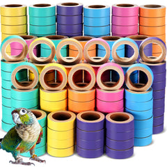 Skyygemm bagels bird toy in bright colors for engaging chewing and play
