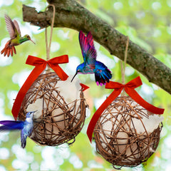 Slivche hummingbird nesters closeup of natural rattan ball for nesting