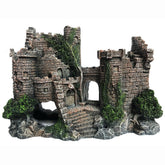 SLOCME Aquarium Castle Ornament front view highlights detailed ancient castle for engaging tank decor