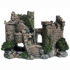 SLOCME Aquarium Castle Ornament front view highlights detailed ancient castle for engaging tank decor