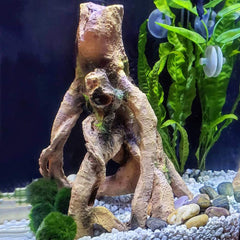 SLOCME Aquarium Resin Wood Trunk ornament side holes view shows fish can swim through.