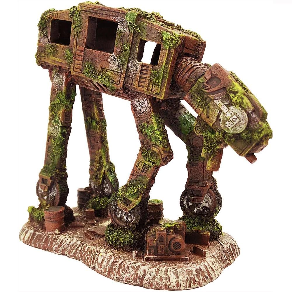 SLOCME imperial-walker-aquarium-decor creates a sci-fi focal point for tanks.