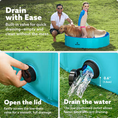 Sloosh foldable dog kiddie pool with anti-slip bottom ensures a safe play area.