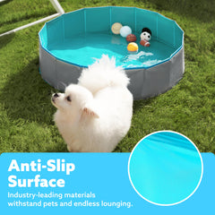 Sloosh foldable dog pool folding design demonstrates quick setup and compact storage.