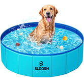Sloosh Foldable Dog Pool full view shows portable outdoor play and cooling for pets