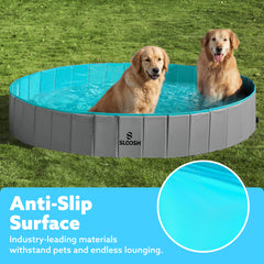 SLOOSH foldable pool stores compactly for travel and camping.