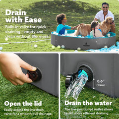 SLOOSH hard plastic dog pool bottom provides a durable, safe surface.