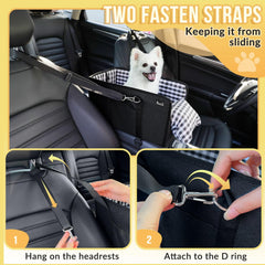 SlowTon console dog seat safety-belt close-up emphasizes added security during drives.