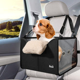 SlowTon dog car seat side view with transparent panels offering a wider view for calmer travel.