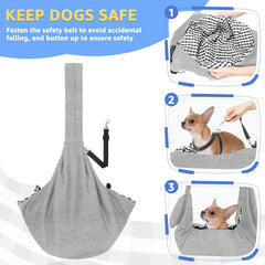 SlowTon Dog Carrier Sling front pocket closeup highlights convenient storage for treats and keys