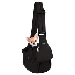 SlowTon dog carrier sling side view showing padded strap for comfortable carry.