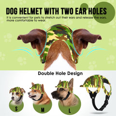 SlowTon dog goggles camouflage front view highlights UV protection for eyes.
