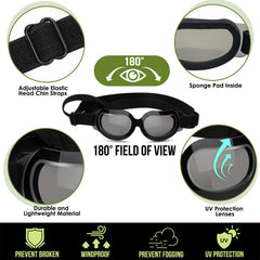 SlowTon dog goggles camouflage side view emphasizes two-ear hole design for comfort.