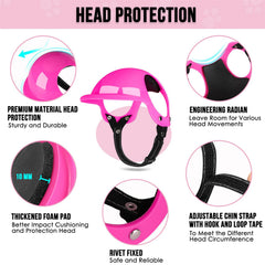 SlowTon dog goggles pink lenses reduce UV exposure during sunny rides.