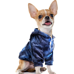 SlowTon dog hoodie tie-dye front view shows cozy warmth and fashionable flair.