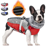 SlowTon dog jacket with harness built-in and waterproof fleece for outdoors.