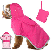 SlowTon dog raincoat back-length measurement ensures accurate sizing for a snug, dry fit.