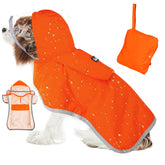 SlowTon dog raincoat back view shows full coverage for rainy walks
