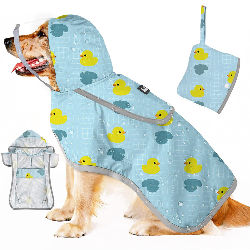 SlowTon dog raincoat with clear hood preserves visibility during rainy walks.