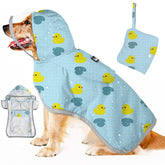 SlowTon dog raincoat front view with clear hood for visibility