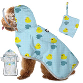 SlowTon dog raincoat front view highlights waterproof exterior and cozy interior protection.