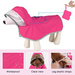 SlowTon dog raincoat pocket-leash-hole keeps leash accessible and coat portable.