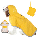 SlowTon dog raincoat waterproof material close-up showing durable rain protection.